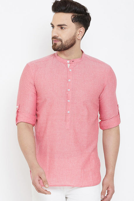 Buy Blended Cotton Solid Kurta in Red Online