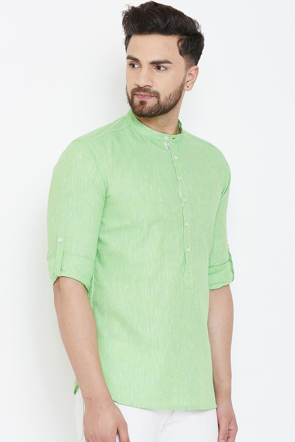 Shop Men's Short Kurta in Light Green