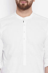 Buy Blended Cotton Solid Kurta in White Online - Zoom Out