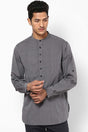 Buy Blended Cotton Striped Kurta in Grey Online