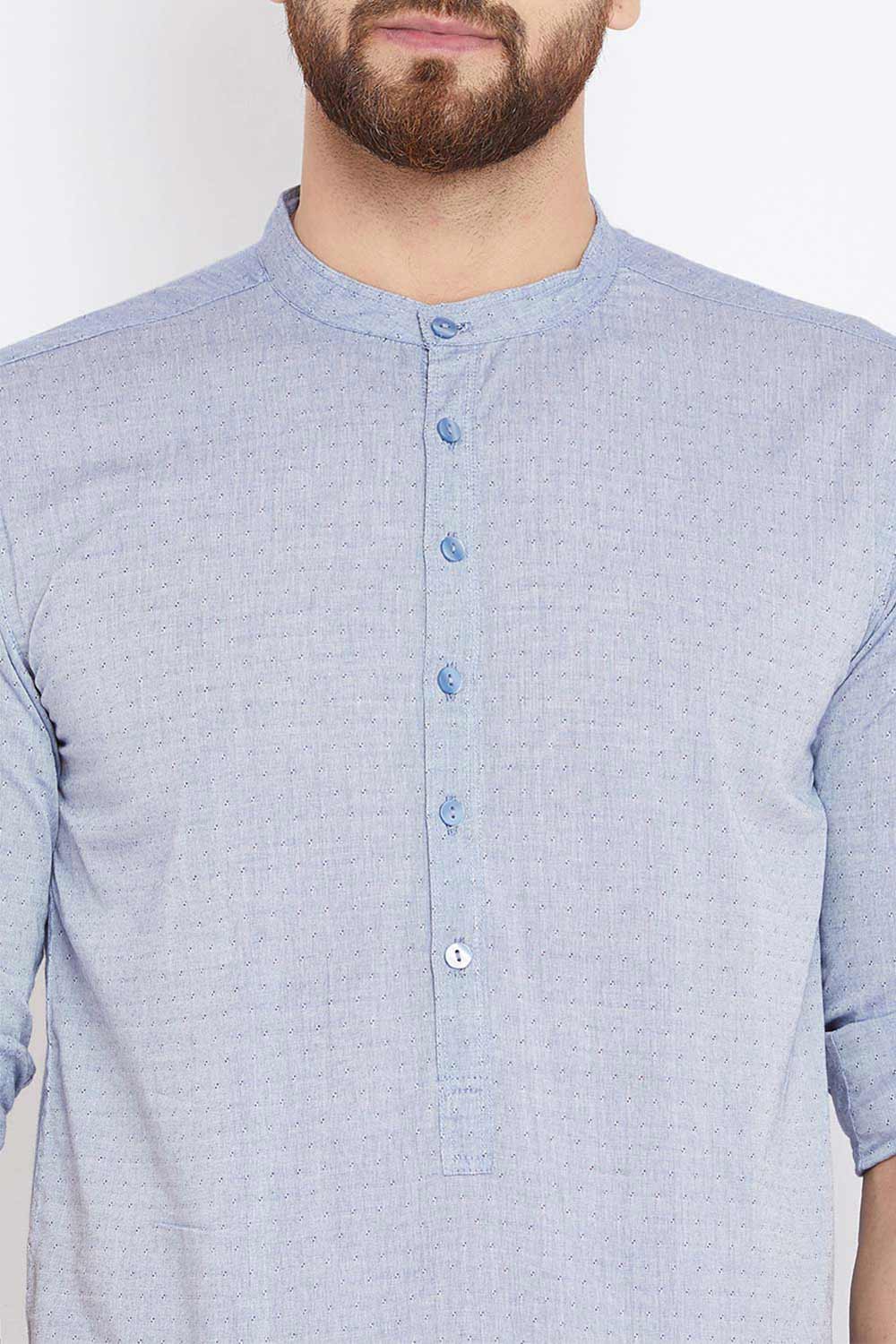 Buy Blended Cotton Solid Kurta in Grey Online - Zoom Out