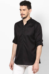 Shop Men's Short Kurta in Black