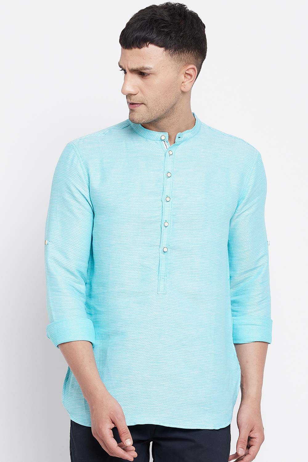 Pure Cotton Poplin Kurta for Men, Handprinted Modern Men Kurta, Tunic Shirt for Men, Unique Men Kurta, Handcrafted store in India - Phool