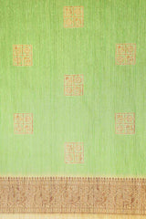 Silk Blend Green Printed Designer Saree