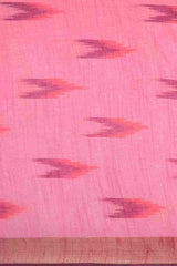 Pink Cotton Block Saree