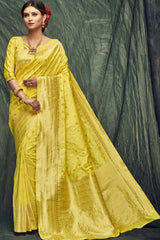 Jacquard Zari Saree In Yellow