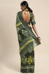 Olive Brasso Bagh Block Print Saree