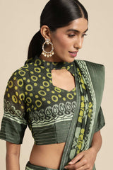 Olive Brasso Bagh Block Print Saree