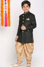 Buy Boy's Jute Cotton Solid Indowestern Sherwani Set in Black