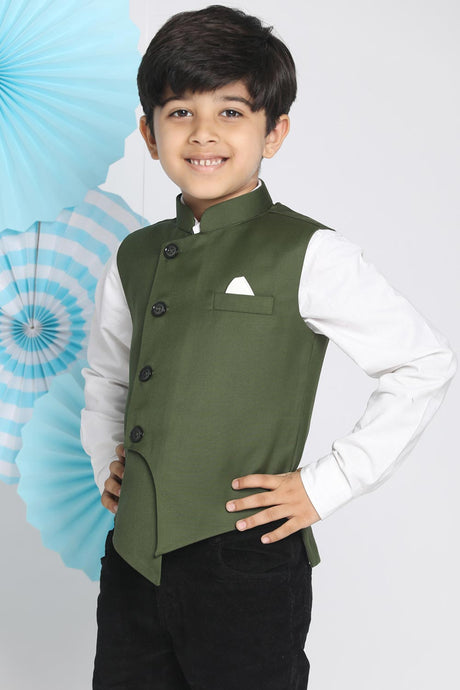 Shop Boys Nehru Jacket in Green