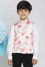 Buy Boy's Silk Blend Floral Print Nehru Jacket in Peach