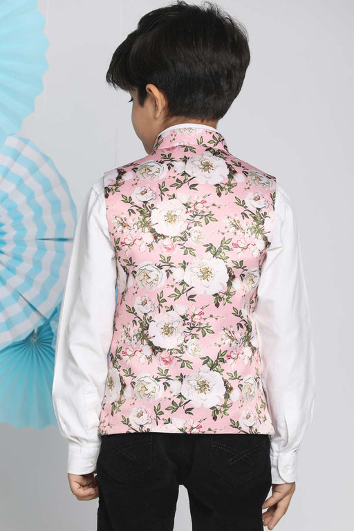 Aany's Culture Green Floral Pattern Polyester Wedding Nehru Jacket (Coti)