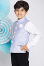 Buy Boy's Silk Blend Woven Design Nehru Jacket in Light Blue