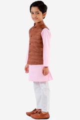 Shop Boys Solid Kurta Pyjama Set in Pink