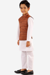 Shop Boys Solid Kurta Pyjama Set in White