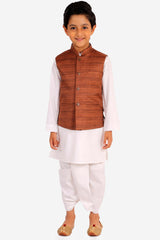 Buy Boys Pure Cotton Solid Kurta and Dhoti Set in White