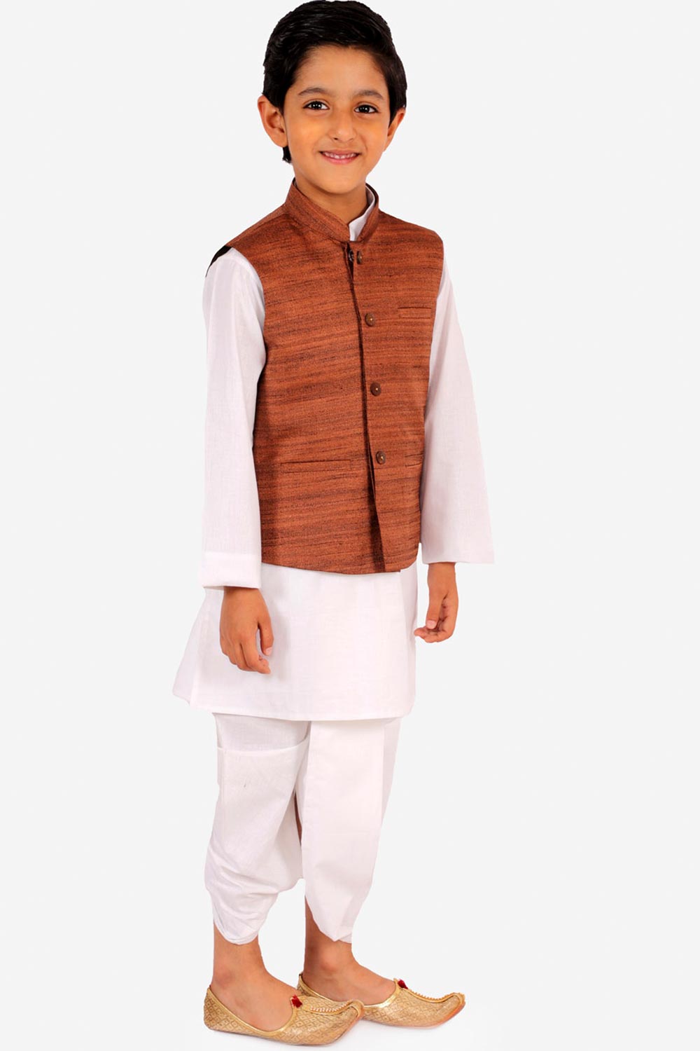 Shop Boys Pure Cotton Kurta Set in White