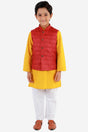 Buy Boys Blended Cotton Solid Kurta Pyjama Set in Mustard