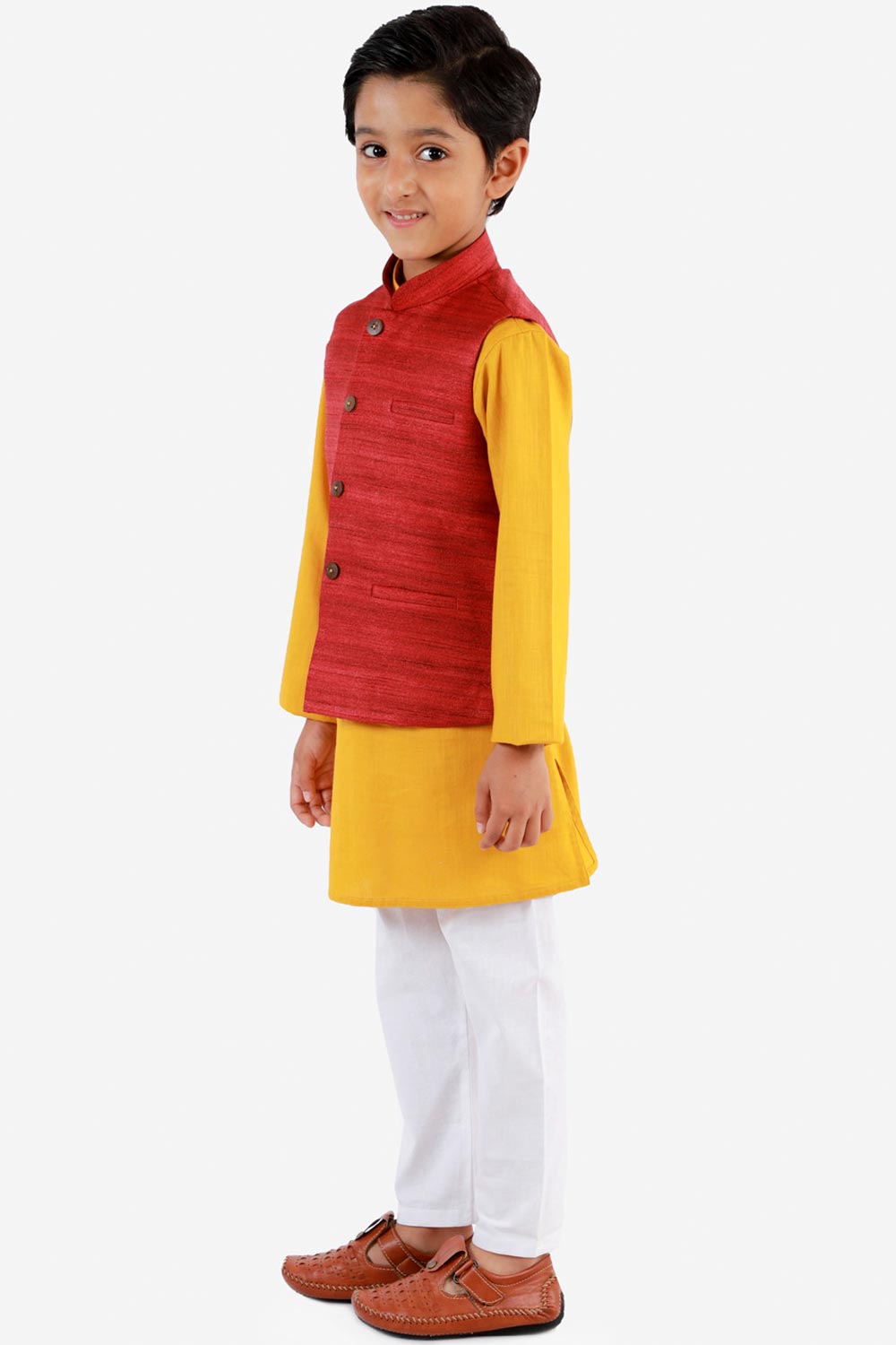 Shop Boys Kurta Set in Mustard