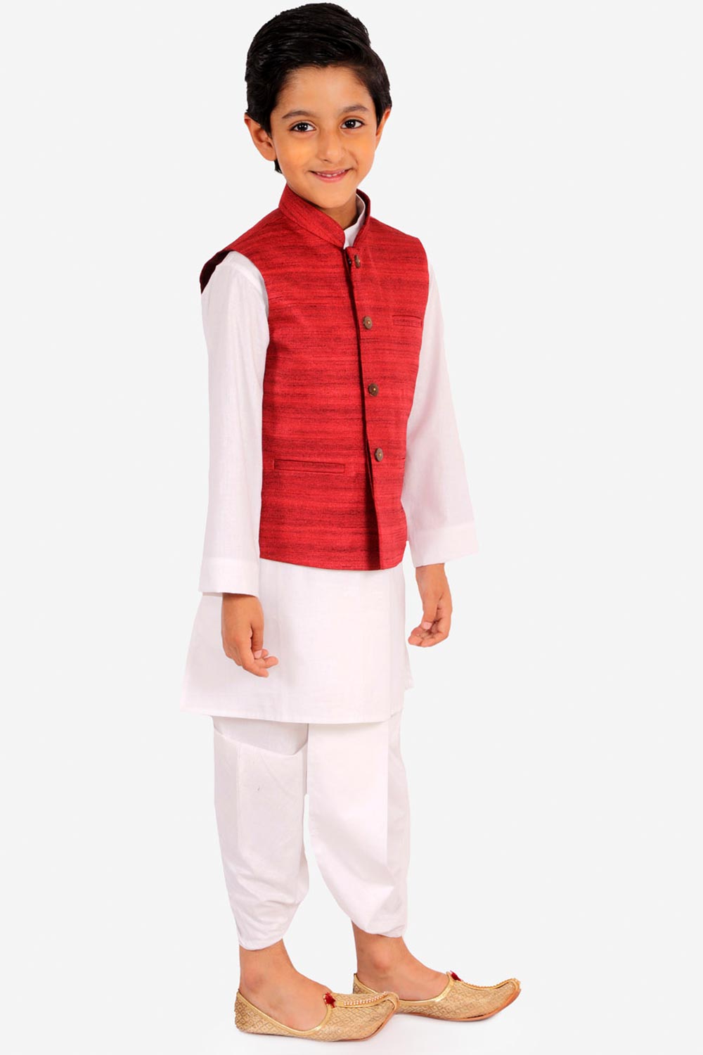 Shop Boys Pure Cotton Kurta Set in White