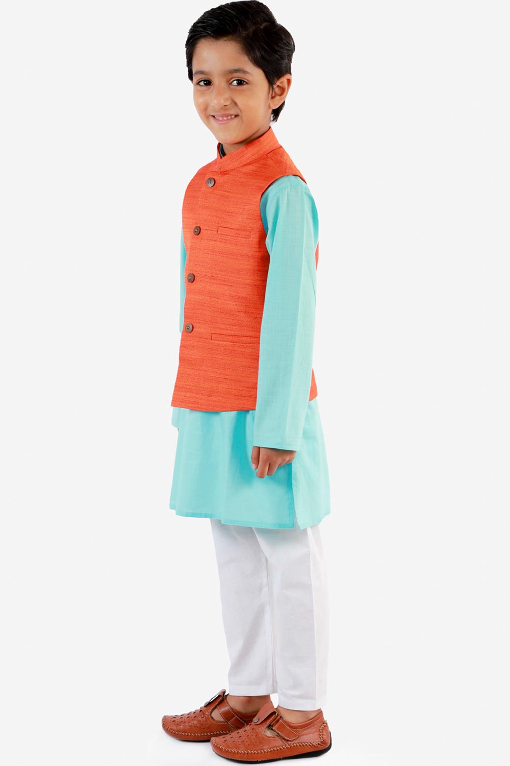 Buy Solid Kurta Set in Aqua Online