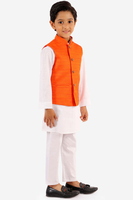 Shop Boys Solid Kurta Pyjama Set in White