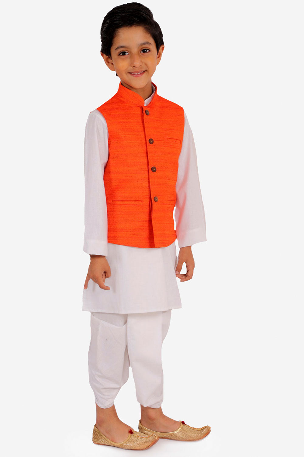 Shop Boys Pure Cotton Kurta Set in White