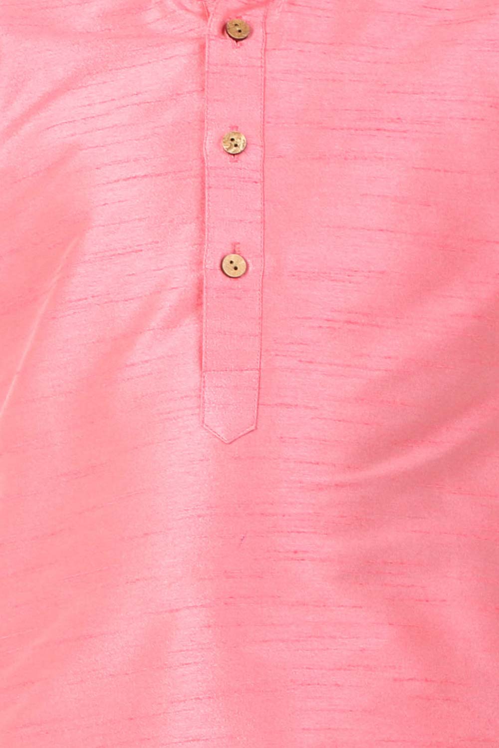 Buy Boy's Silk Blend Solid Kurta Set in Pink - Side