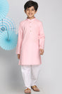 Buy Boys Blended Cotton Solid Kurta Pyjama Set in Pink