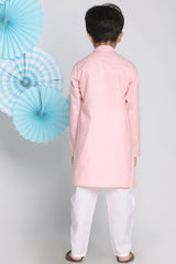 Buy Boys Blended Cotton Kurta Set in Pink