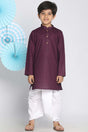 Buy Boy's Cotton Blend Solid Kurta Set in Purple