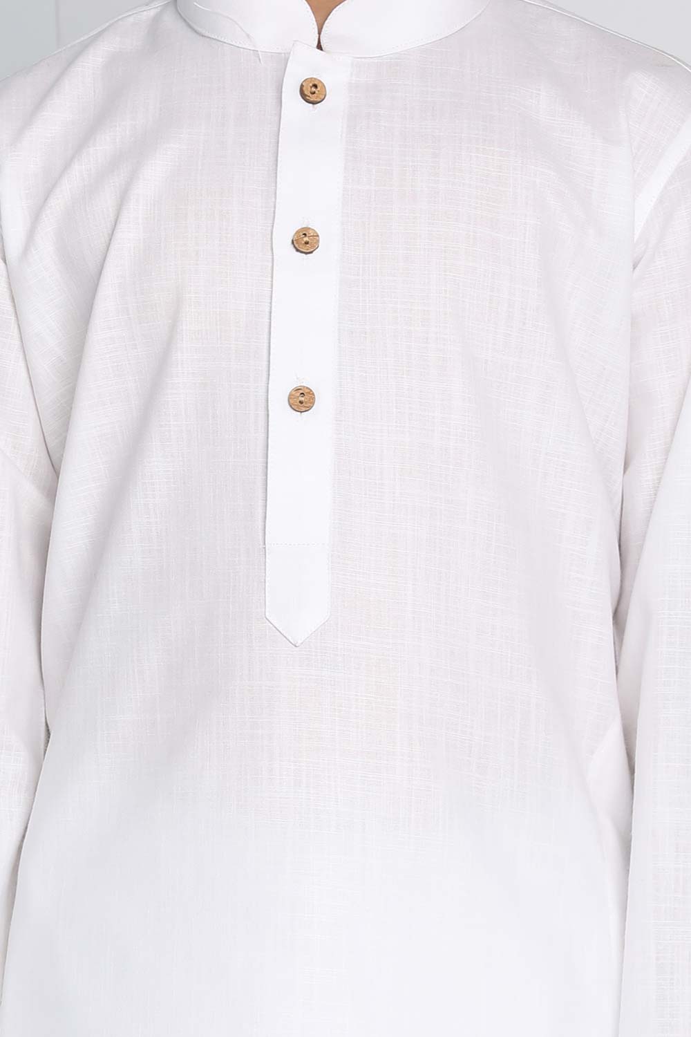 Buy Boy's Cotton Blend Solid Kurta Set in White - Side