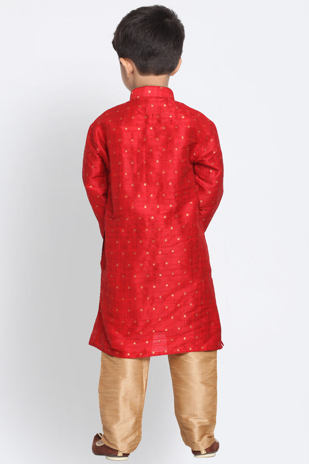 Boy's Cotton Art Silk Kurta Set in Maroon