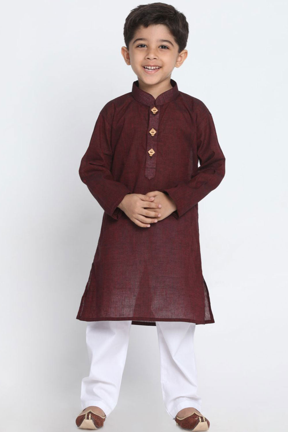 Buy Maroon Solid Kurta Online