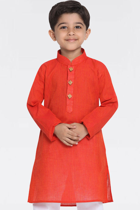 Buy Boys Pure Cotton Solid Kurta in Red