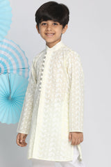 Shop Boys Embroidered Kurta in Yellow