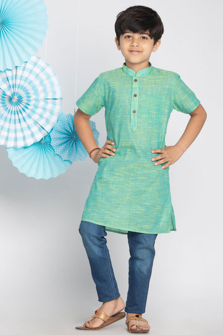 Buy Boys Pure Cotton Solid Kurta in Green