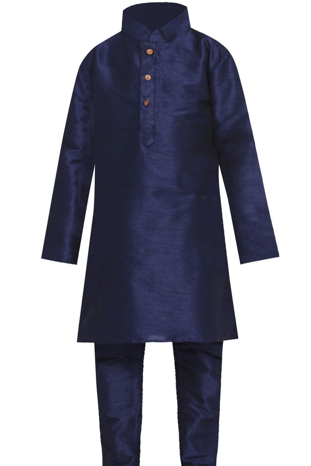 Boy's Cotton Art Silk Kurta Set In Deep Blue