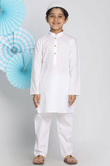 Buy Boys Pure Cotton Solid Kurta Pyjama Set in White