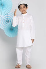 Shop Boys Solid Kurta Pyjama Set in White