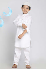 Buy Boy's Cotton Solid Pathani Set in White