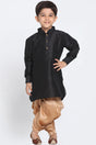 Buy Boys Art Silk Solid Kurta and Dhoti Set in Black