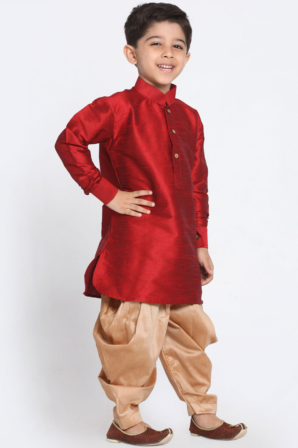 Shop Boys Art Silk Kurta Set in Maroon