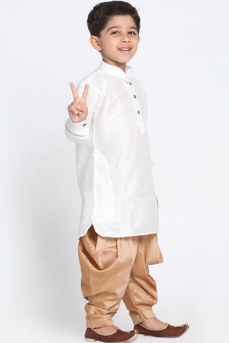 Shop Boys Art Silk Kurta Set in White