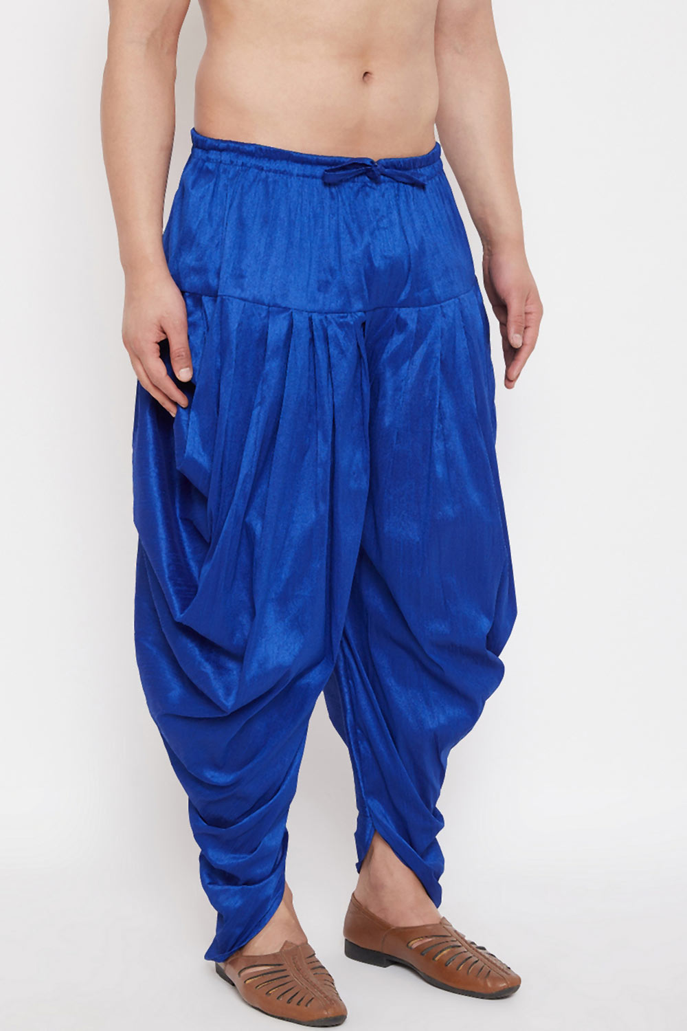 Solid Blue Art Silk Men's Dhoti