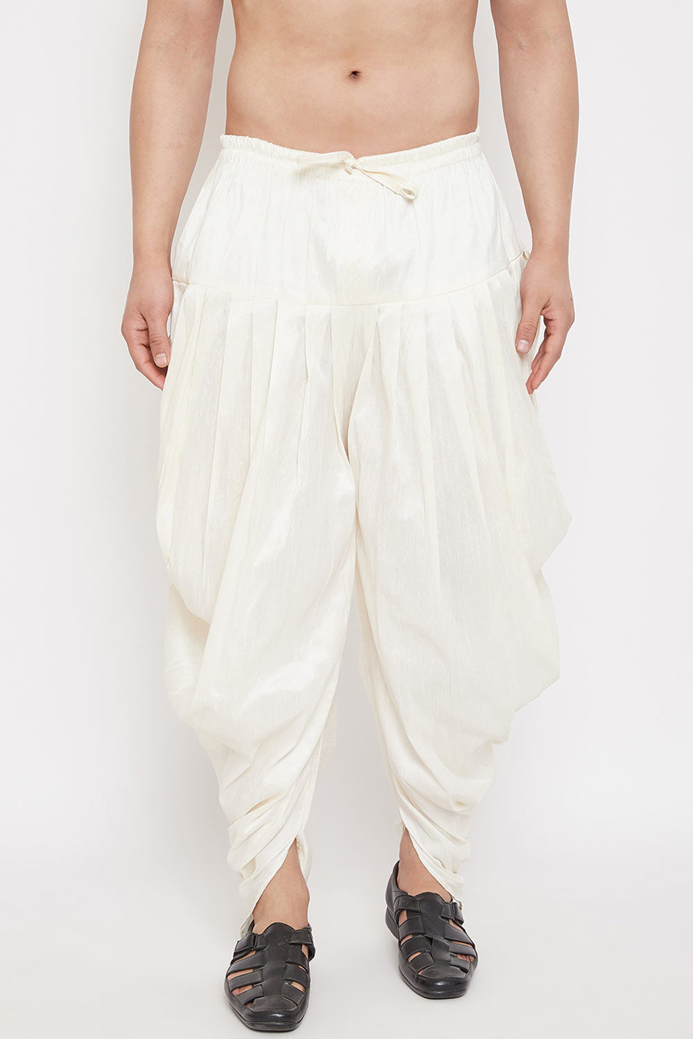 Cream Art Silk Dhoti for Men's