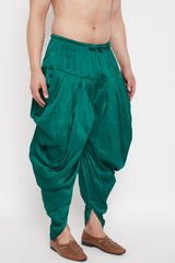 Solid Green Art Silk Men's Dhoti