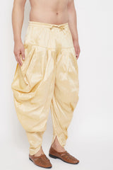 Solid Gold Art Silk Men's Dhoti