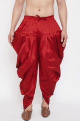Red Art Silk Dhoti for Men's