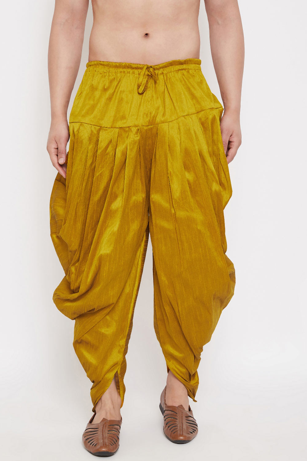 Mustard Art Silk Dhoti for Men's